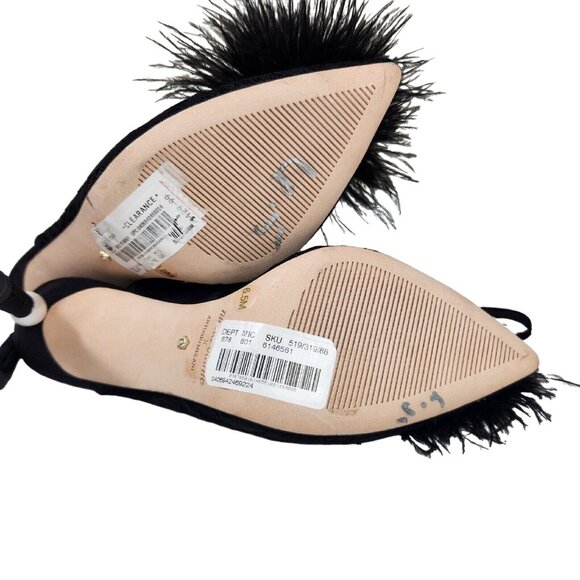 Antonio Melani Womens Size 6.5 Claire Ostrich Feathers Pom Ankle Wrap Pumps 303 - Picture 12 of 12